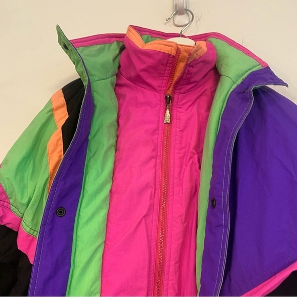 Vintage London Fog Black and Neon Jacket Size Large - Picture 10 of 12